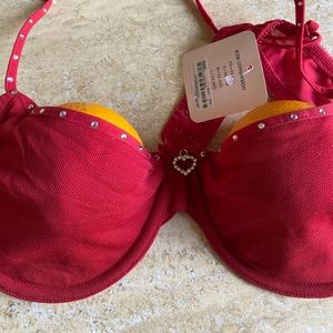 Bebe boudoir set red bra thong set crystals large